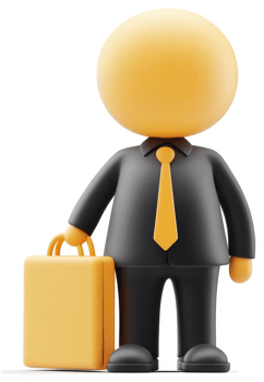 3D rendered businessman figure with briefcase. png