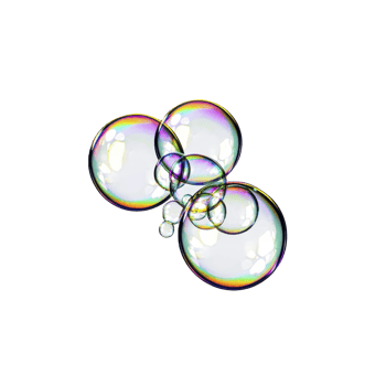 cluster of iridescent soap bubbles floats against transparency background, showcasing spectrum of colors. bubbles vary in size, creating playful and whimsical effect png