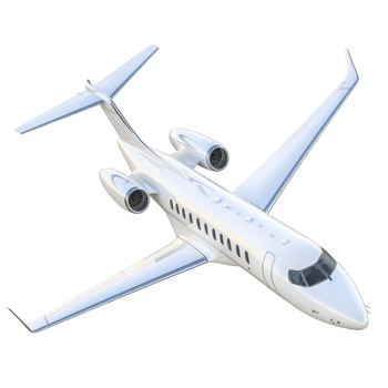 sleek white private jet with two engines is flying against clear sky, showcasing its modern design and aerodynamic structure png