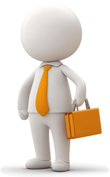 3D business person carrying an orange briefcase. png