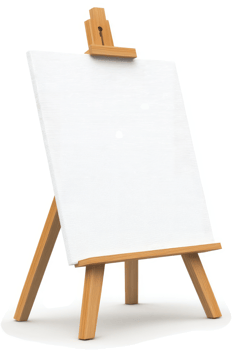 Empty easel with blank canvas for artistic creation. png