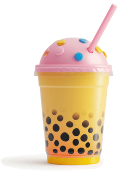 Vibrant, bubble tea in a plastic cup with a pink lid. png