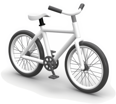 Monochrome illustration of a simple, modern bicycle. png