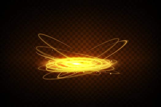 Dynamic Golden Energy Swirls gracefully dance on a rich, Dark Background filled with vibrant colors and effects vector