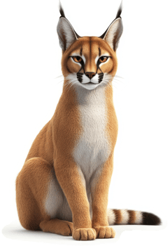 Caracal, a regal wild cat in a studio setting. png