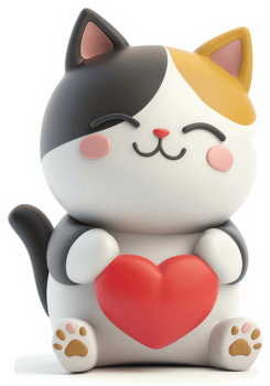 Adorable cartoon cat holding a heart. png