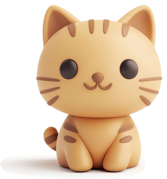 Cute cartoon ginger cat figurine. png