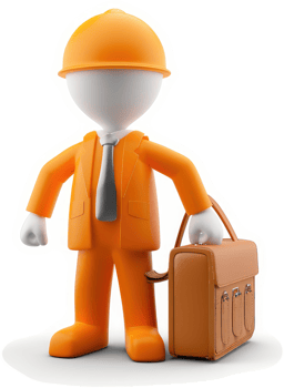 3d rendering of a construction worker carrying a briefcase. png