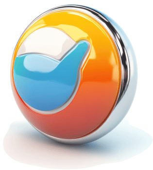 Colorful, glossy, three-dimensional logo design. png