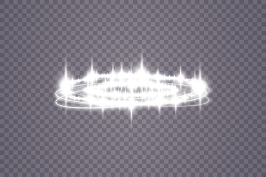 A beautiful shimmering white light circular effect that is enhanced with delightful sparkles for visual appeal vector