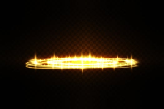 An Enchanting Golden Sparkling Circle Set Against a Dark Background, Creating a Stunning Magical Glow Effect vector