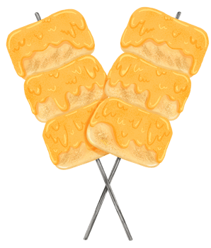 grilled cheese and rice cake skewer png