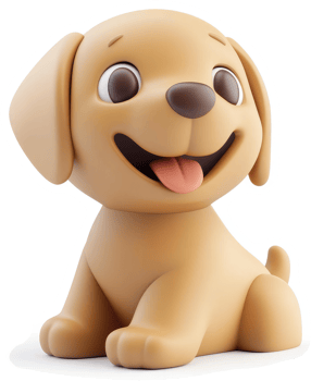 Adorable cartoon puppy with a cheerful expression. png
