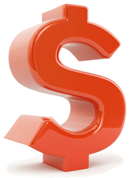 Bright orange dollar sign symbol. png