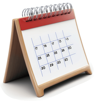 Desktop calendar displaying upcoming dates. png