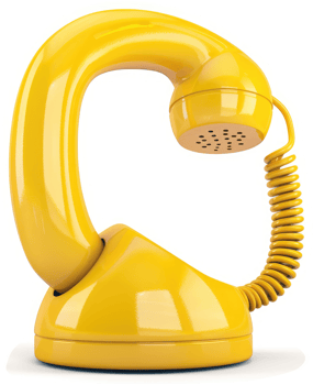 Retro yellow telephone with a curved handset. png