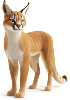 Caracal, a medium-sized wildcat, stands alert. png