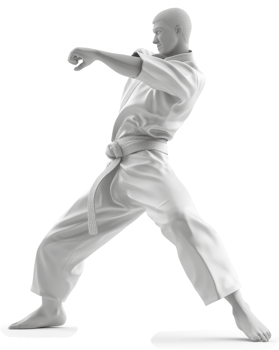 Martial arts practitioner executing a powerful karate technique. png