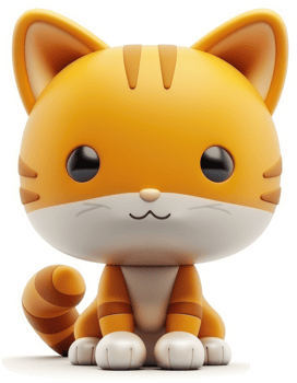 Cute orange cartoon cat illustration. png