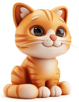 Cute orange tabby cartoon cat illustration. png