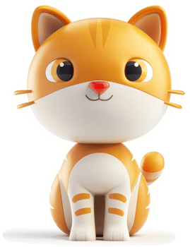 Cheerful orange cartoon cat illustration. png