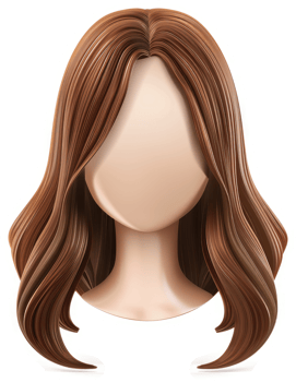 Woman's medium length auburn wavy hair style. png