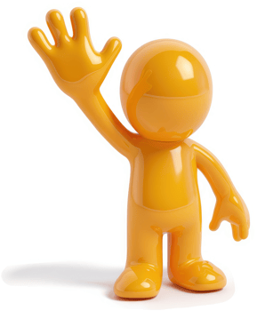Friendly yellow figure is waving a greeting. png