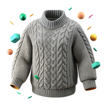 magnificent creative Gray Irish Aran Sweater with Chunky Knit Cutout Element high resolution png