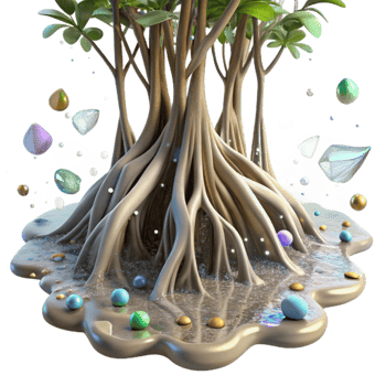 vibrant modern Mangrove Roots Partially Submerged Transparent professional png