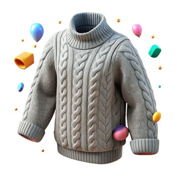 magnificent vintage Gray Irish Aran Sweater with Chunky Knit Cutout Element high quality png