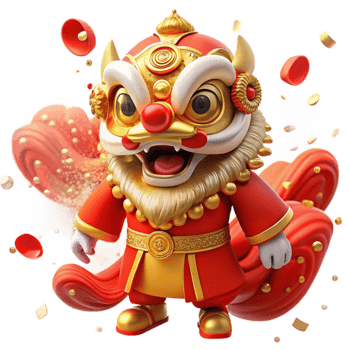 dramatic contemporary Lion Dance Costume Isolated Vibrant Red and Gold original png