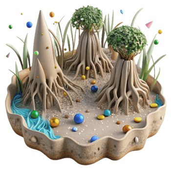 beautiful contemporary Mangrove Roots and Shoreline Erosion Transparent Background high quality png