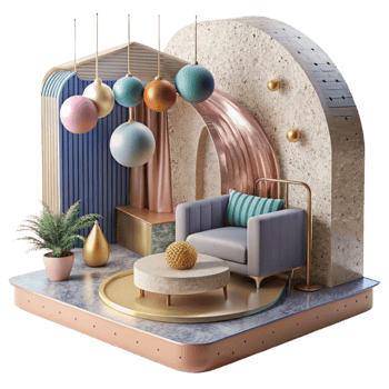 stunning modern Interior Design Perspective Sketch Isolated high quality png