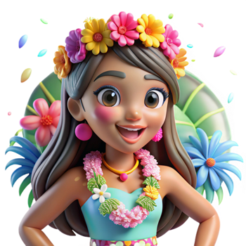 vibrant abstract Hula Girl Lei Flower Garland Isolated Tropical Vibe exclusive png