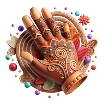 serene artistic Indian Henna Tattoo Intricate Hand Design Isolated high quality png