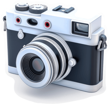Vintage, retro-styled camera, digitally rendered. png
