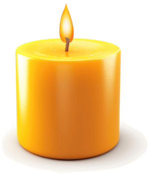 Single, cylindrical, yellow candle with a flickering flame. png