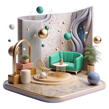 elegant artistic Interior Design Perspective Sketch Isolated professional png