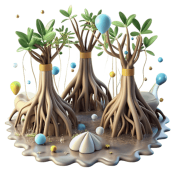 magnificent traditional Mangrove Roots in Shallow Water Isolated Element exclusive png