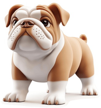 Cute cartoon bulldog illustration. png