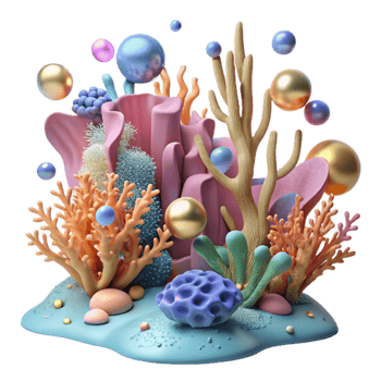 dramatic artistic Invasive Seaweed on Coral Reef Underwater Shot Transparent Background high quality png