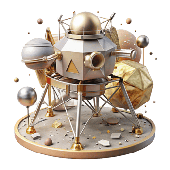 elegant rustic Lunar Lander Isolated with Landing Legs professional png