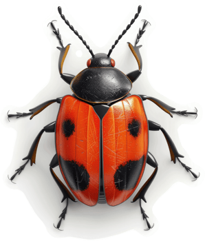 Detailed close-up view of a colorful ladybug. png