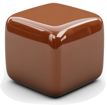 Polished brown cube-shaped object. png