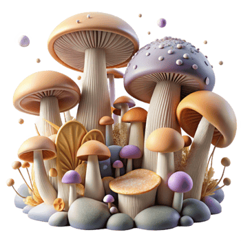 extraordinary modern Mushroom Growing in Forest Detailed Texture Cutout high quality png