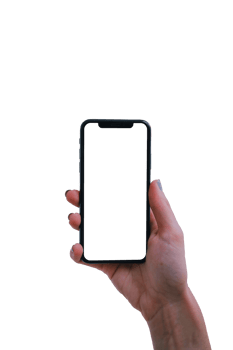 Hand Holding a Black Smartphone with a Blank Screen png