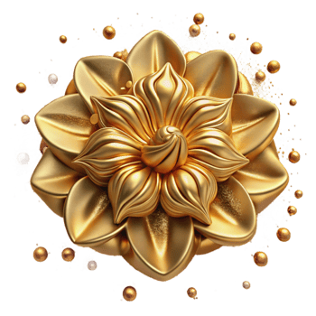 serene modern Gold Foil Embossed Floral Pattern Isolated Background genuine png