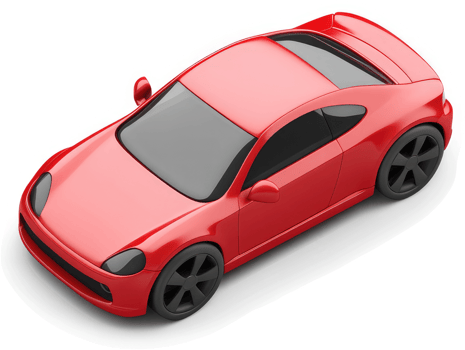Red sports car, top-down view, isolated on white. png