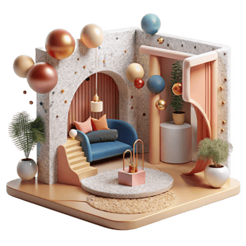 dramatic artistic Interior Design Perspective Sketch Isolated png