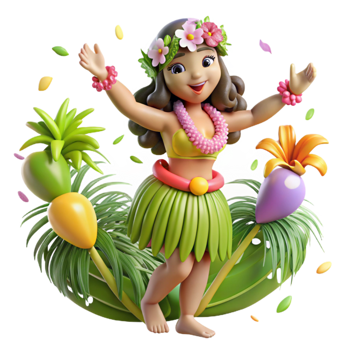 magnificent contemporary Hula Dancer Grass Skirt Transparent Background Tropical Flowers authentic png